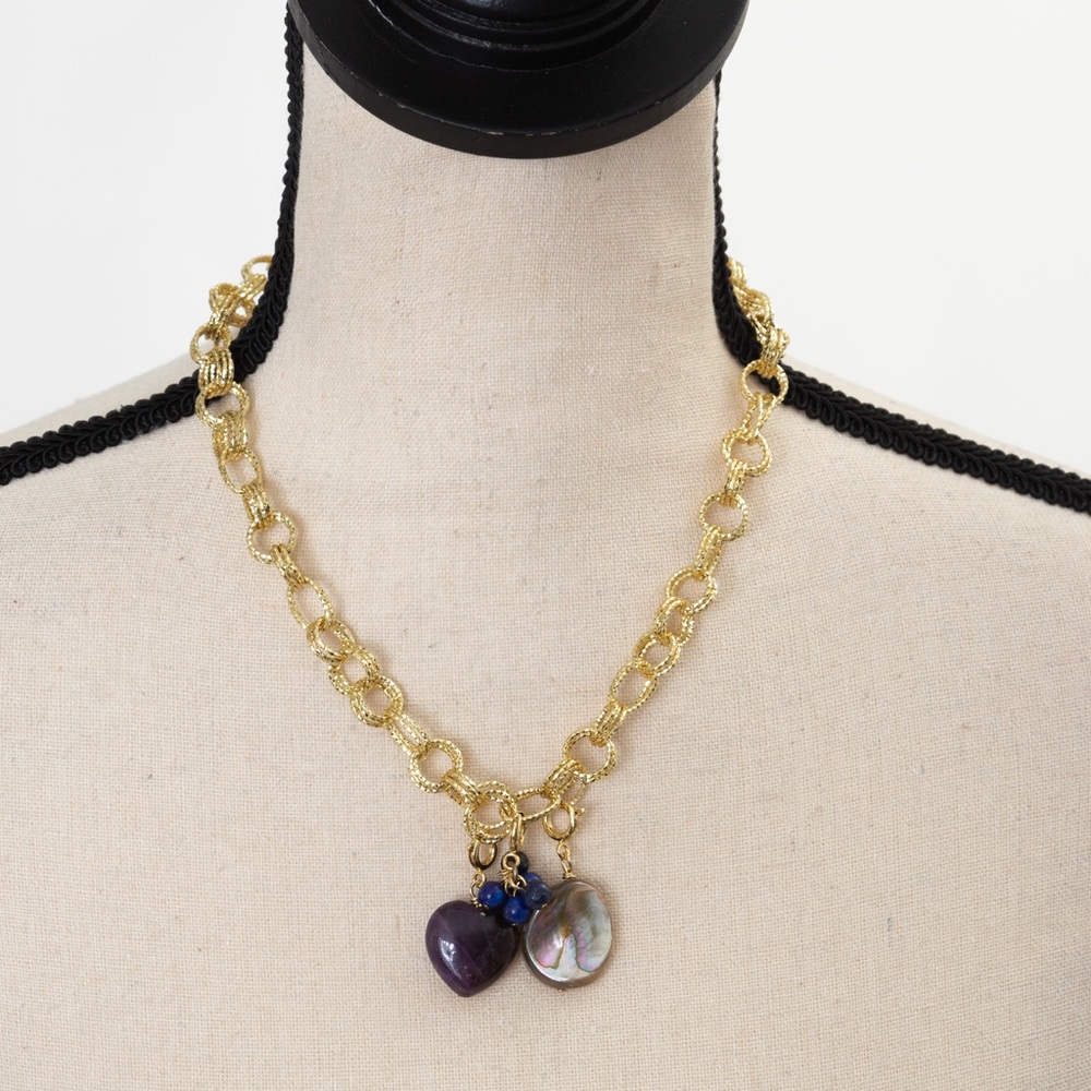 18K gold over bronze necklace with interchangeable charms by Moda Di Petrie